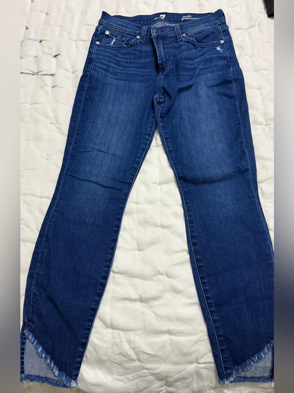 7 For All Mankind Dark Blue Cropped Ankle Jeans